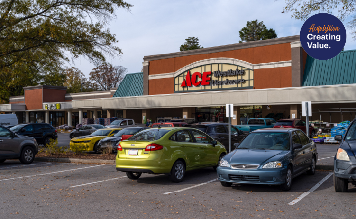 Busy parking lot at ACE Hardware.