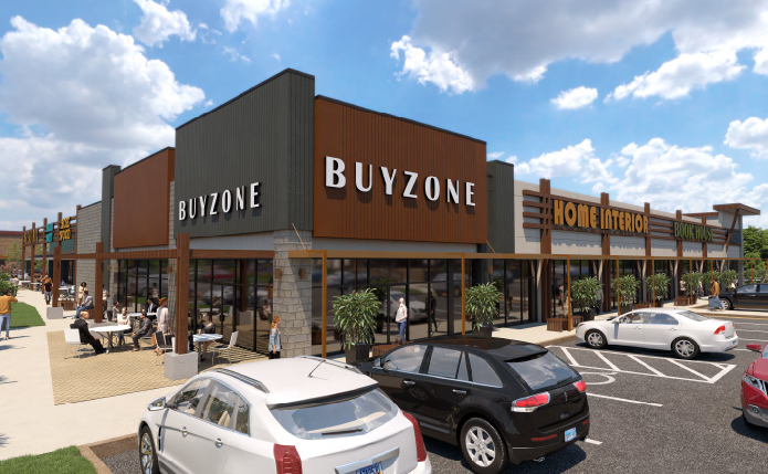 Rendering of Buyzone and parking lot.