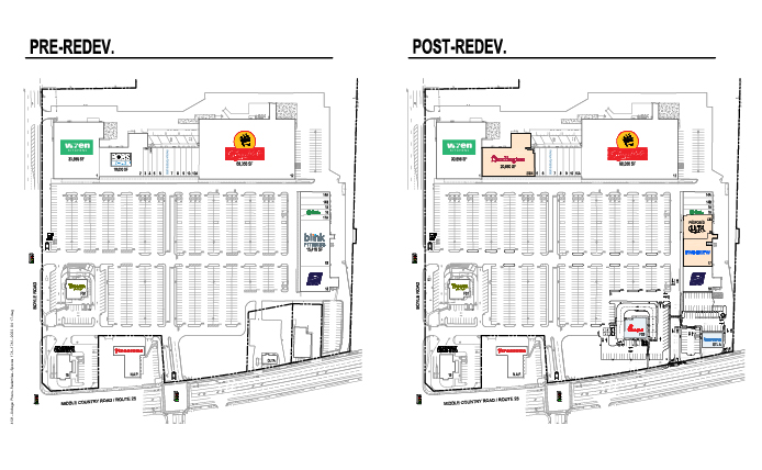 site plan with before and after redevelopment plans.