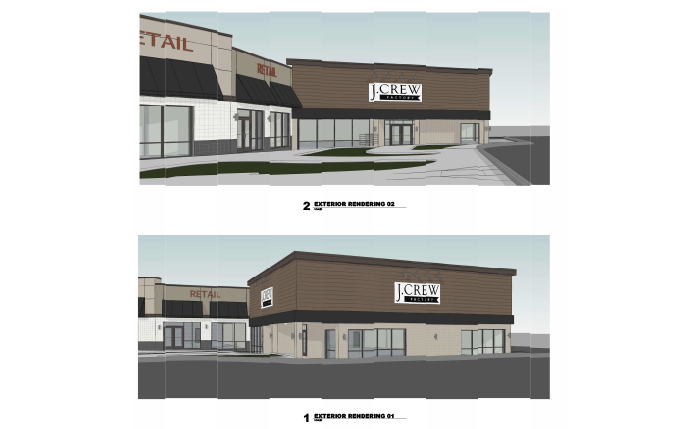 Elevation drawing of J Crew factory store.