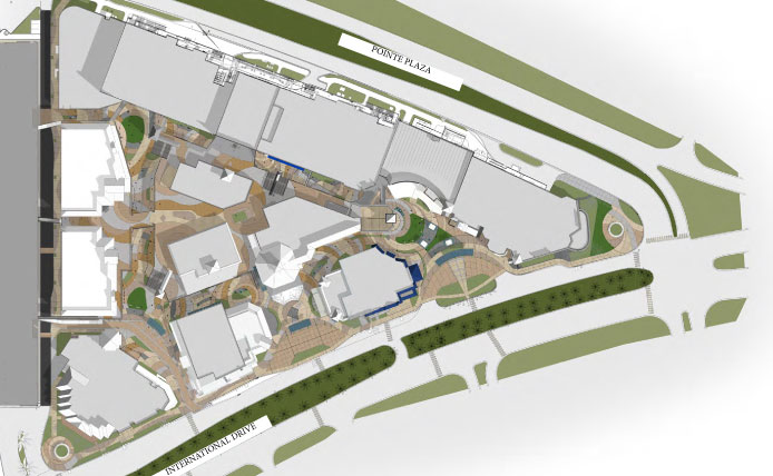 Site Plan of Pointe Orlando redevelopment.