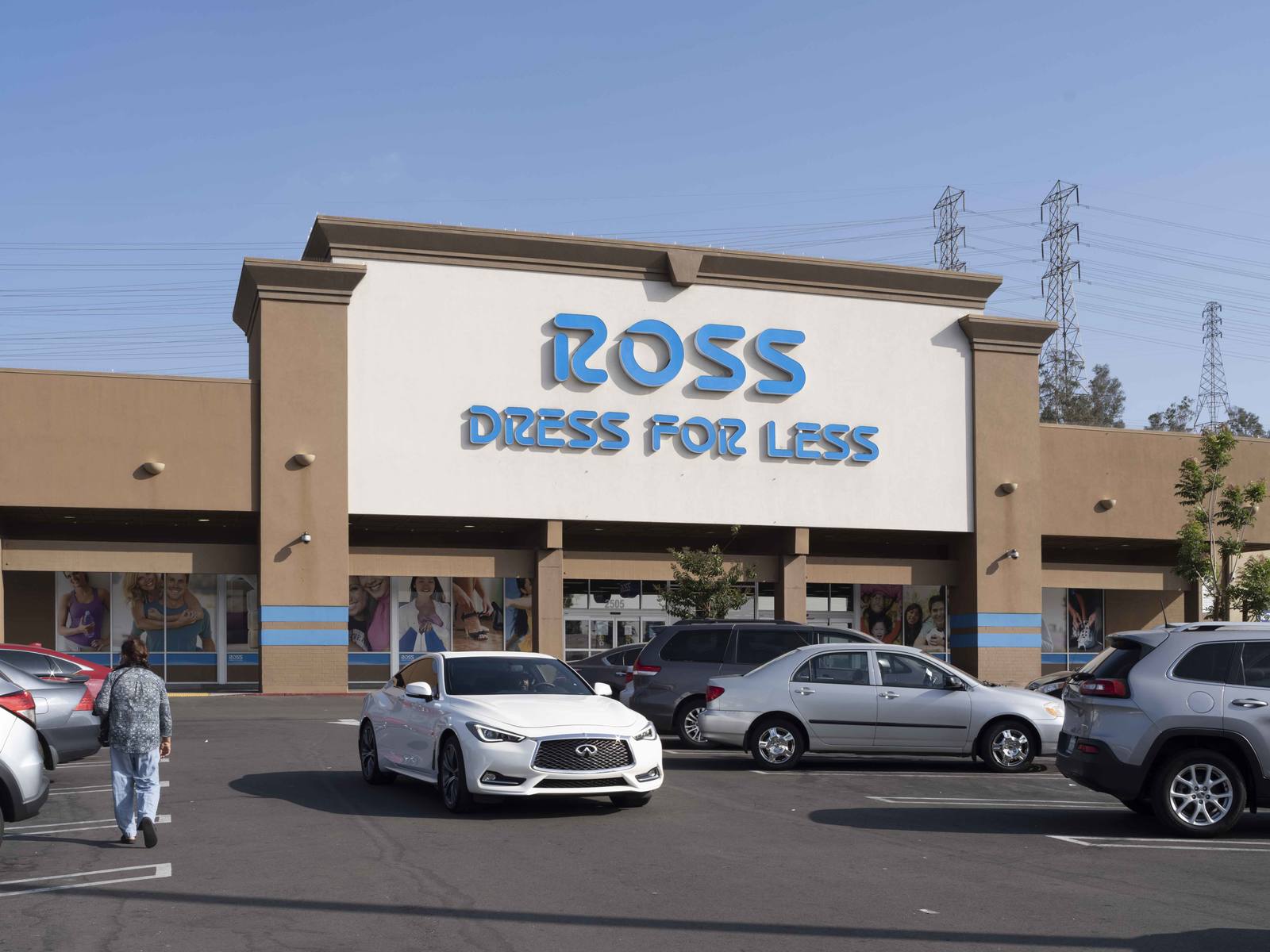 Ross Dress for Less with cars exiting lot spaces in Montebello, CA.
