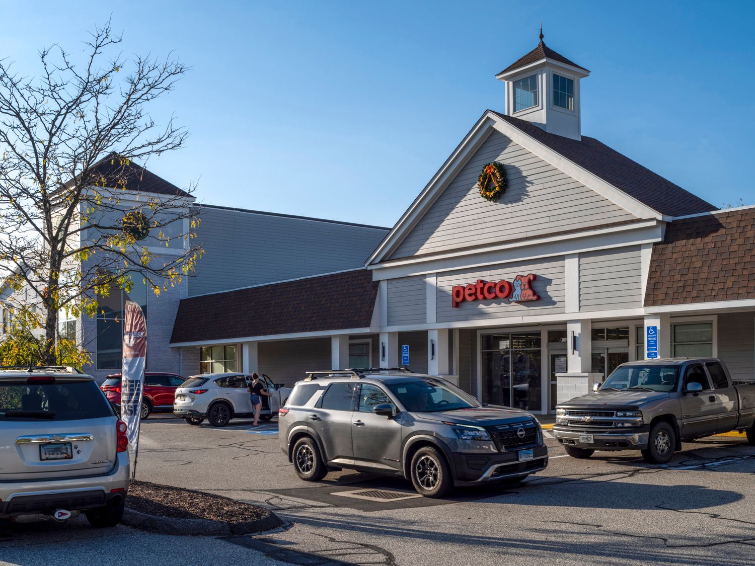 Grey SUV pulls into parking lot of Petco