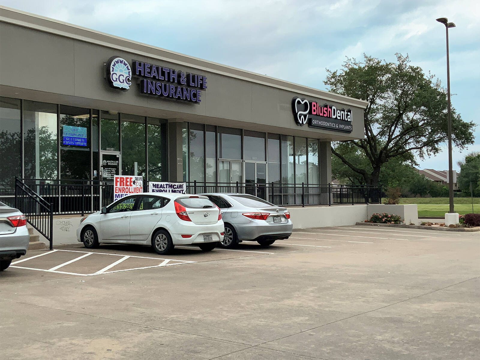 Parking at Dental and Health Insurance stores.