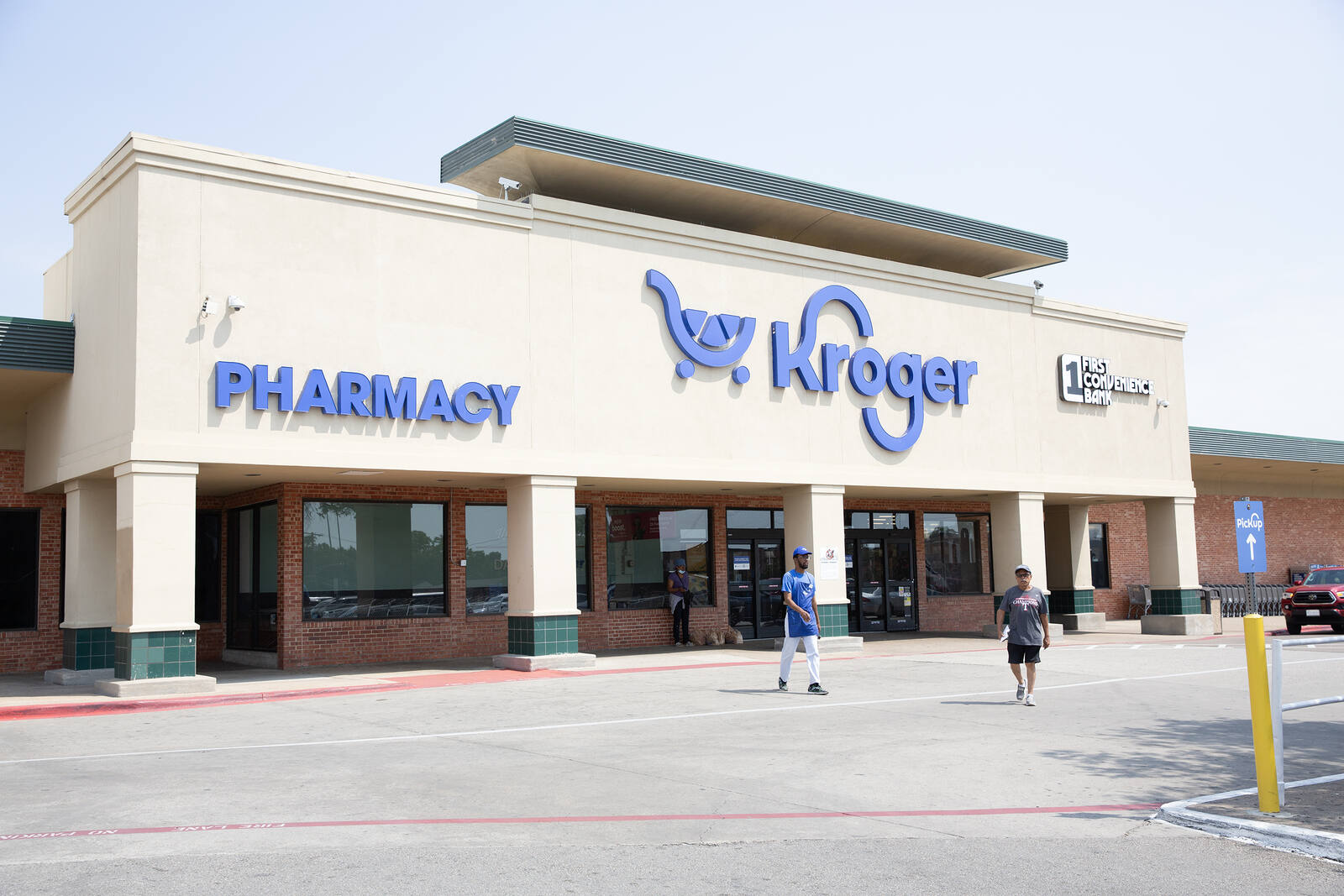 Kroger grocery store with shoppers in Dallas, Texas