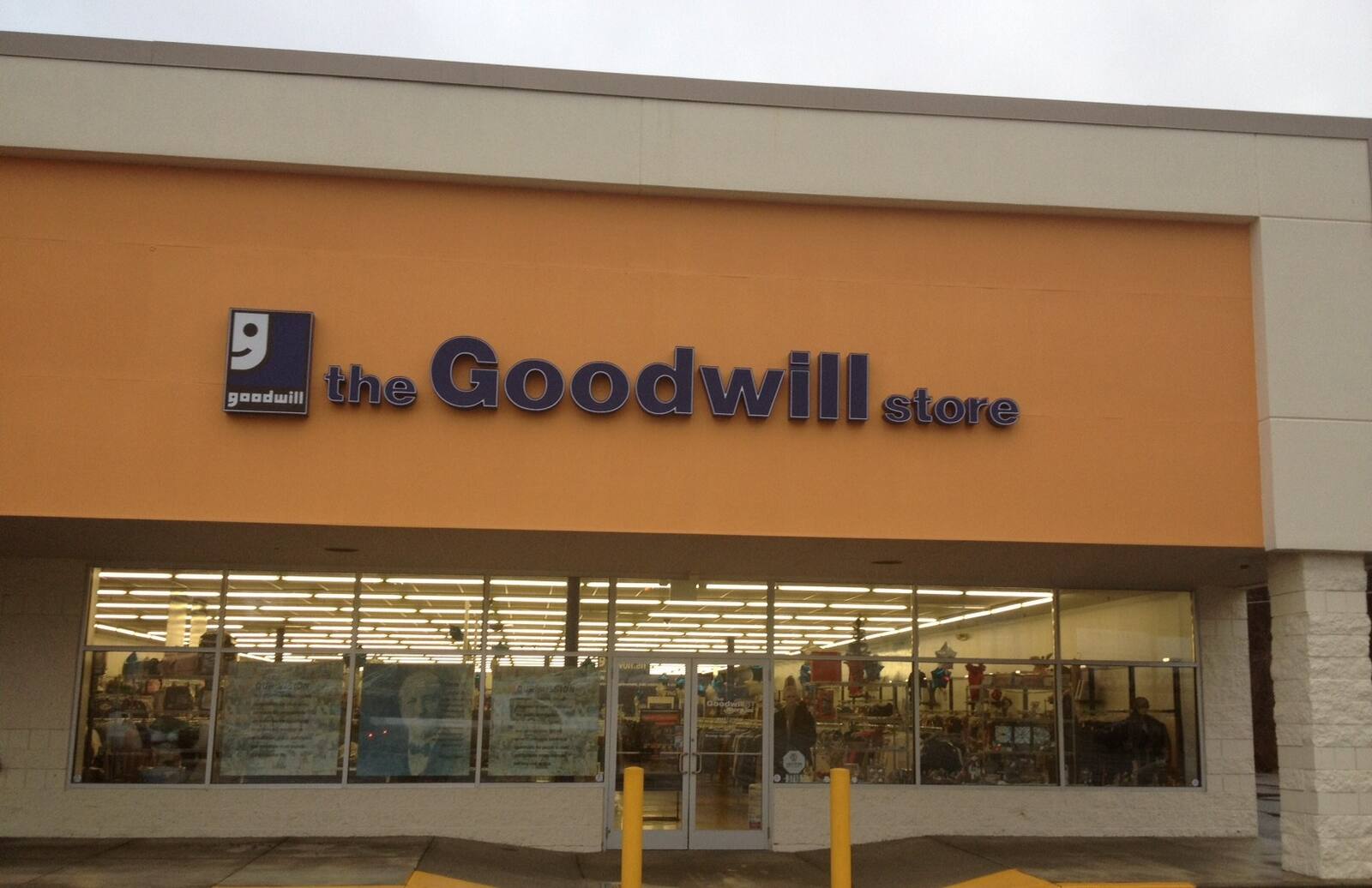 Windows at the storefront of Goodwill store in Vestal, NY.