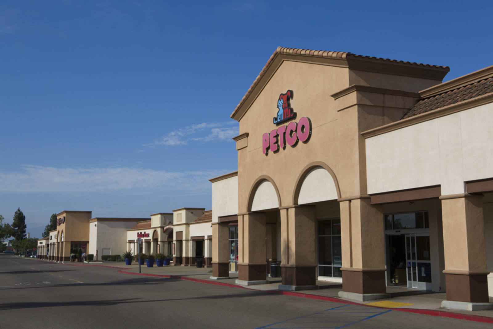 Empty front facade of Petco entrance