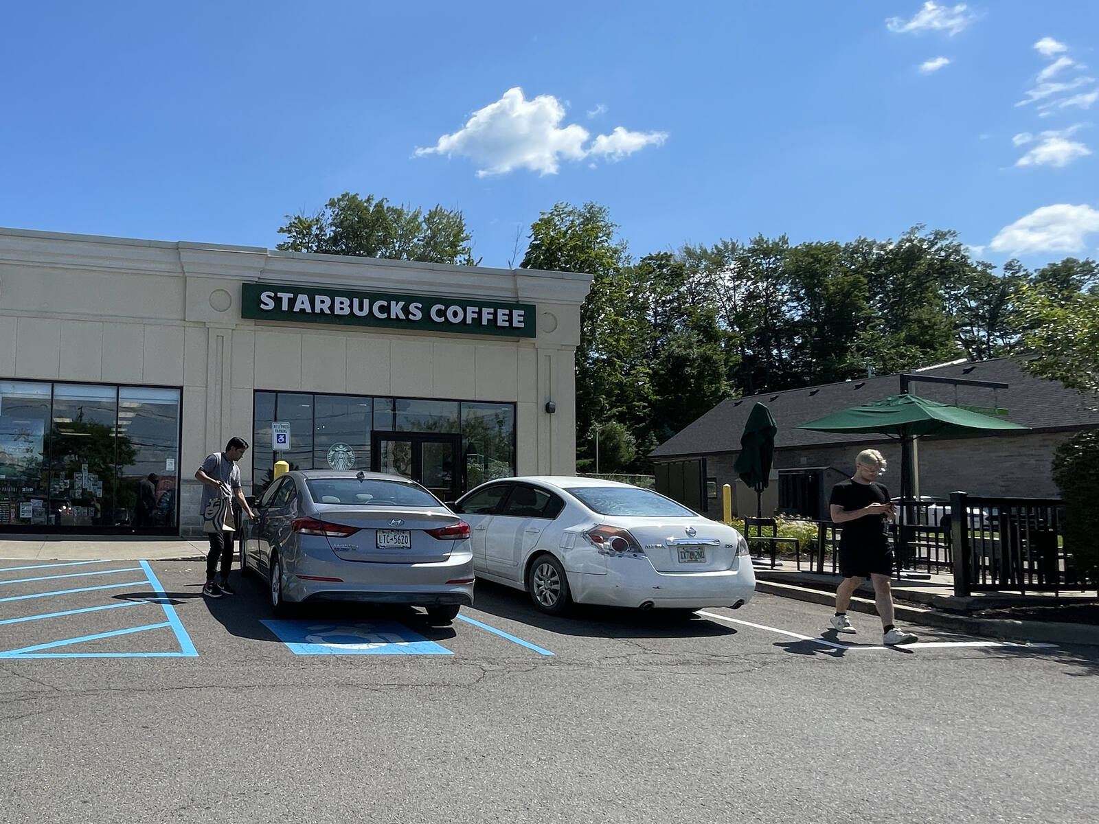 Customers outside of Starbucks at Vestal Exchange