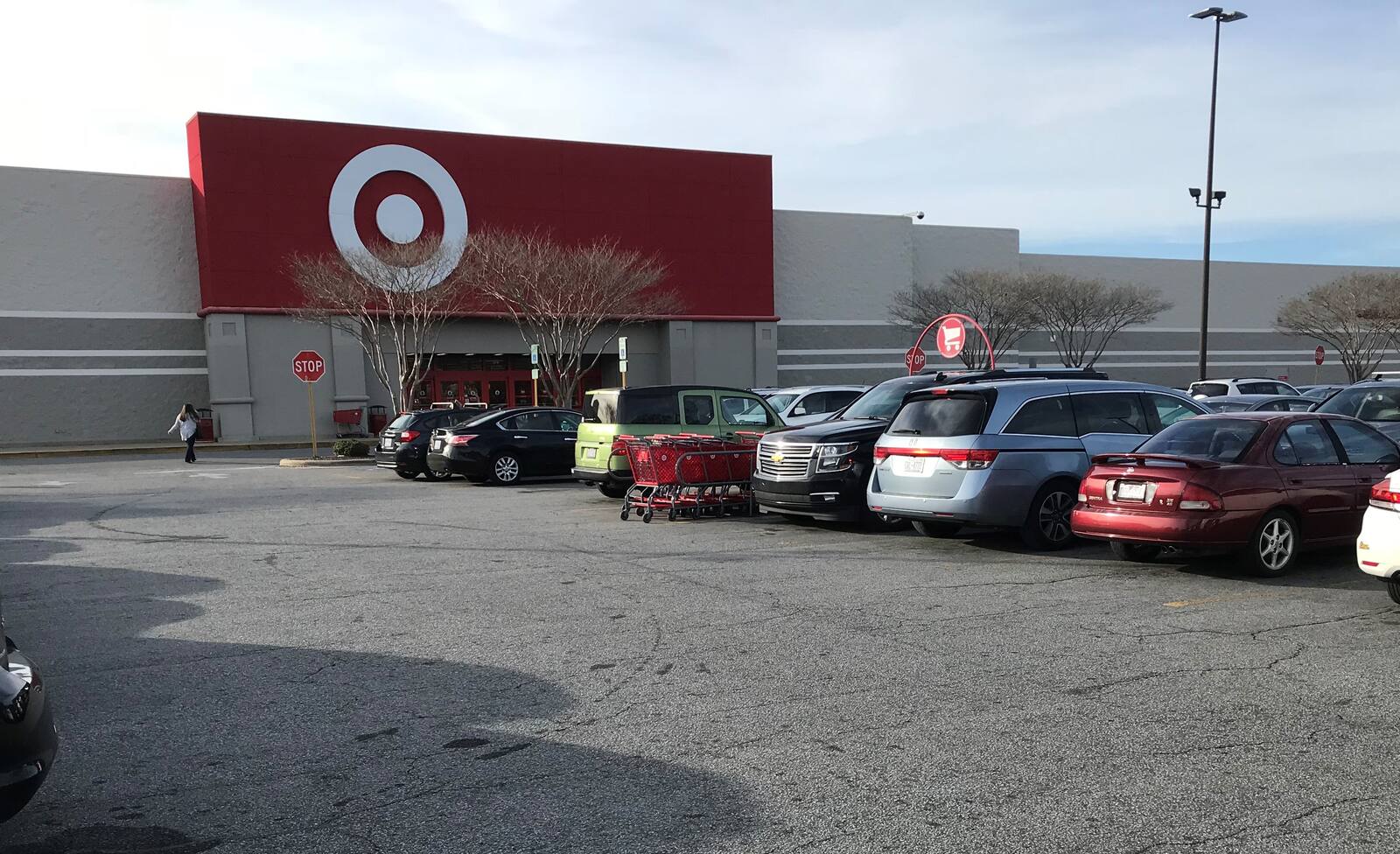 Cars lining the parking lot of Target 