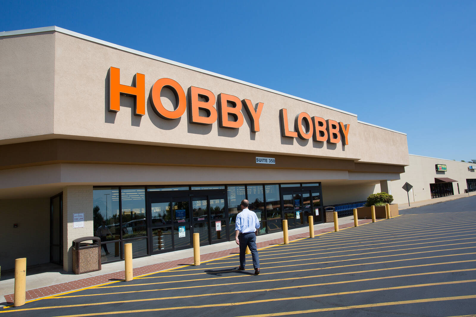 Man entering Hobby Lobby in Franklin, TN.