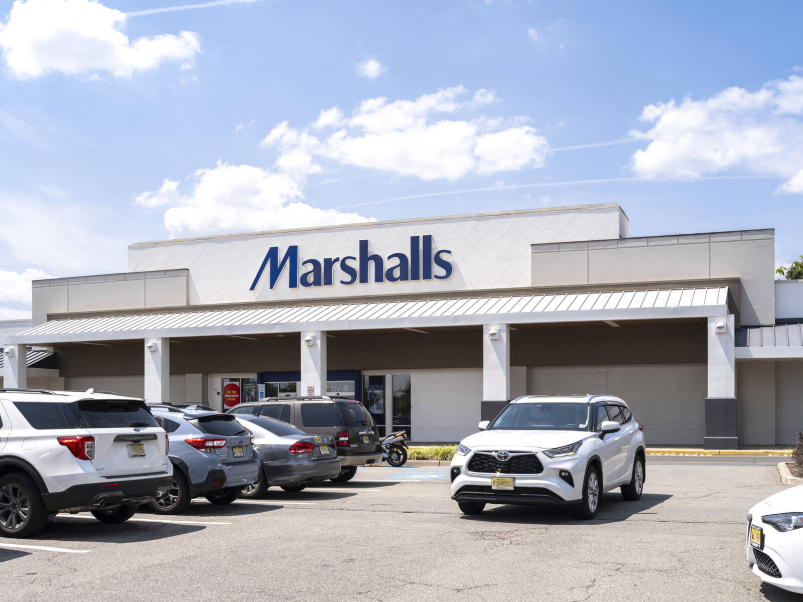 Busy parking lot at Marshall store.